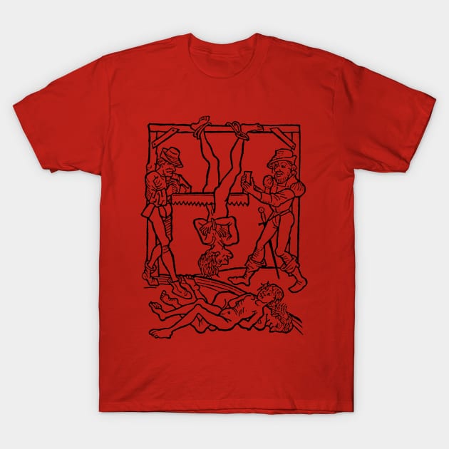 Hanging †† Vintage Medieval Woodcut Style Illustration T-Shirt by DankFutura